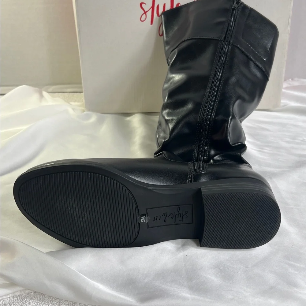 Style & Co. Women's‎ 5 M Black Knee-High Riding Boots New Kelimaep Round Toe